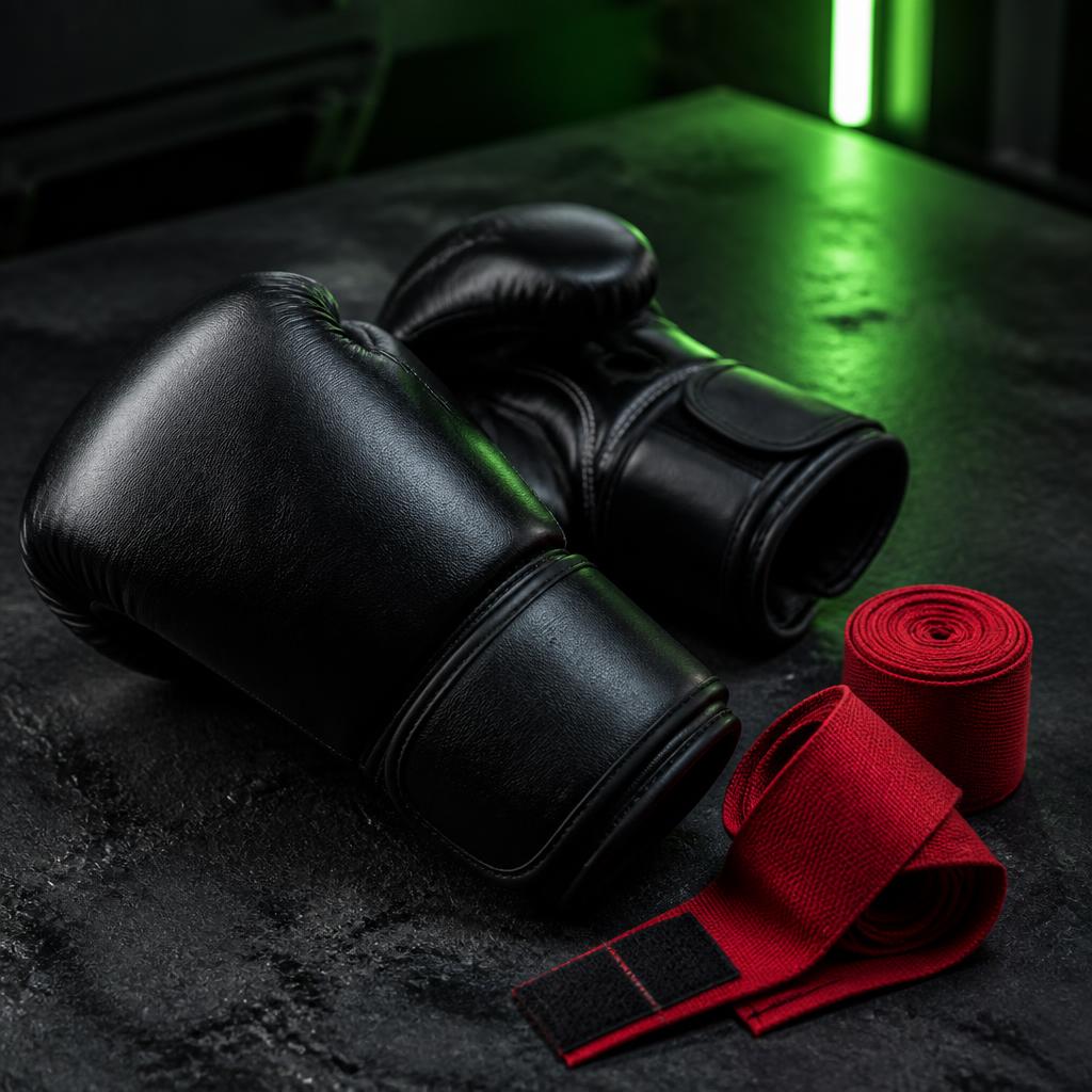 Thrive Kickboxing gloves and hand wraps bundle